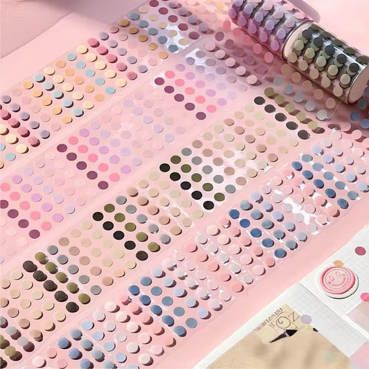 Mini Washi Dot Sticker Rolls – 8mm Translucent Pastel Circle Tape for Bullet Journals, Planners, and Scrapbooking (Pink, Blue, Green)