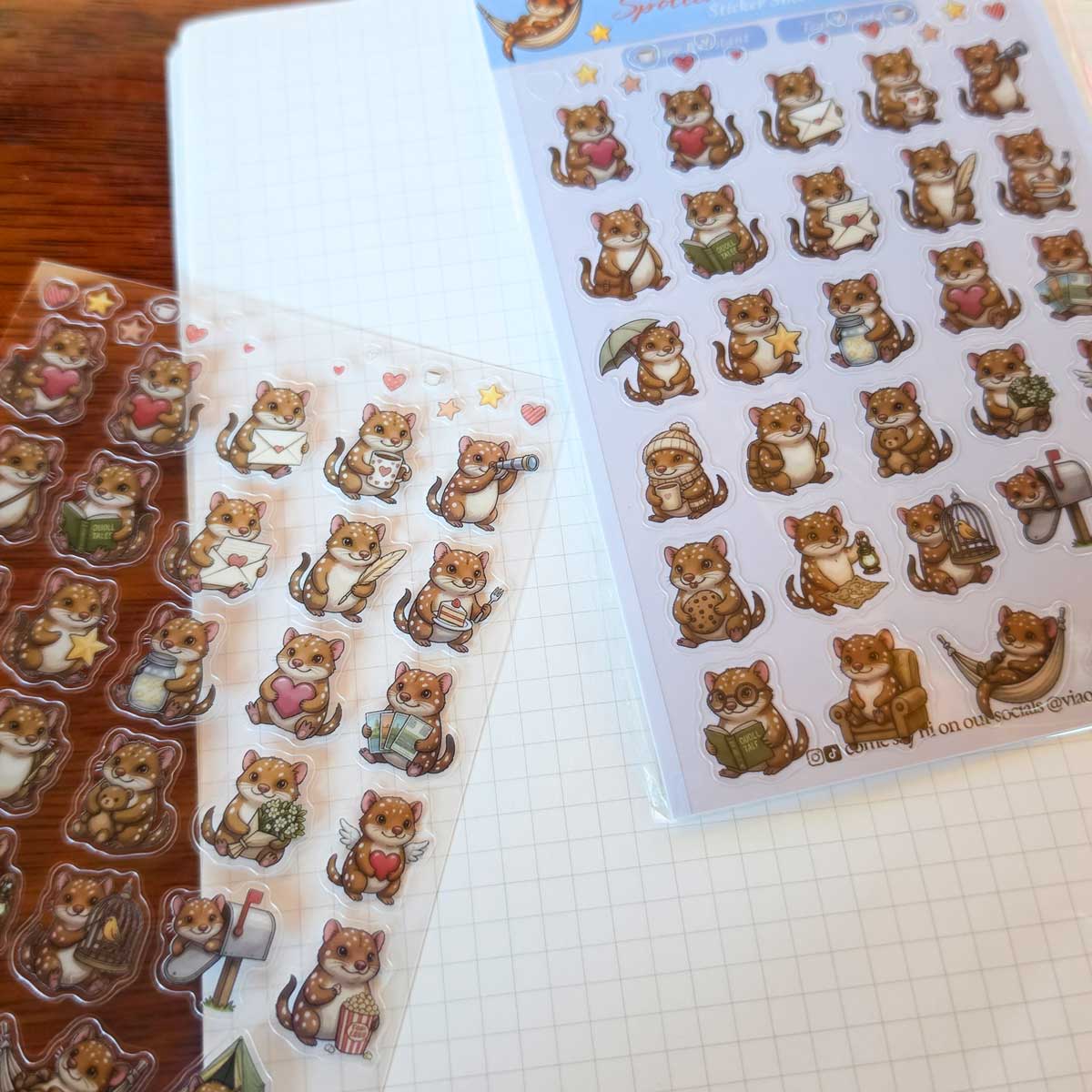 Spotted-tailed Quoll Sticker Sheet (Realistic & Cosy/Cute Styles)