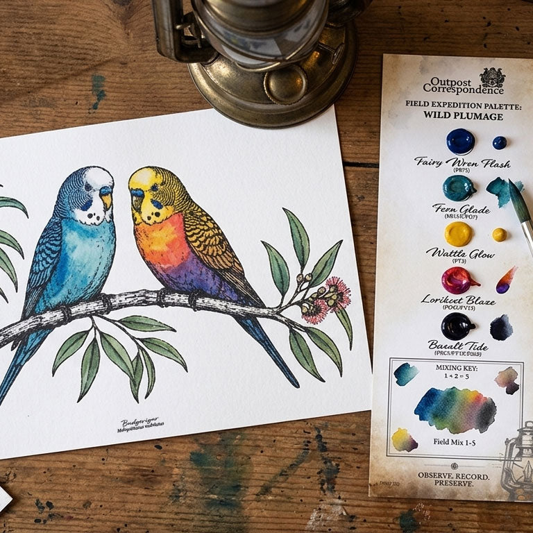 DIY Watercolour Postcard Kit – Australian Backyard Birds Edition (Budgerigar, Galah, Kookaburra & Fairy Wren)