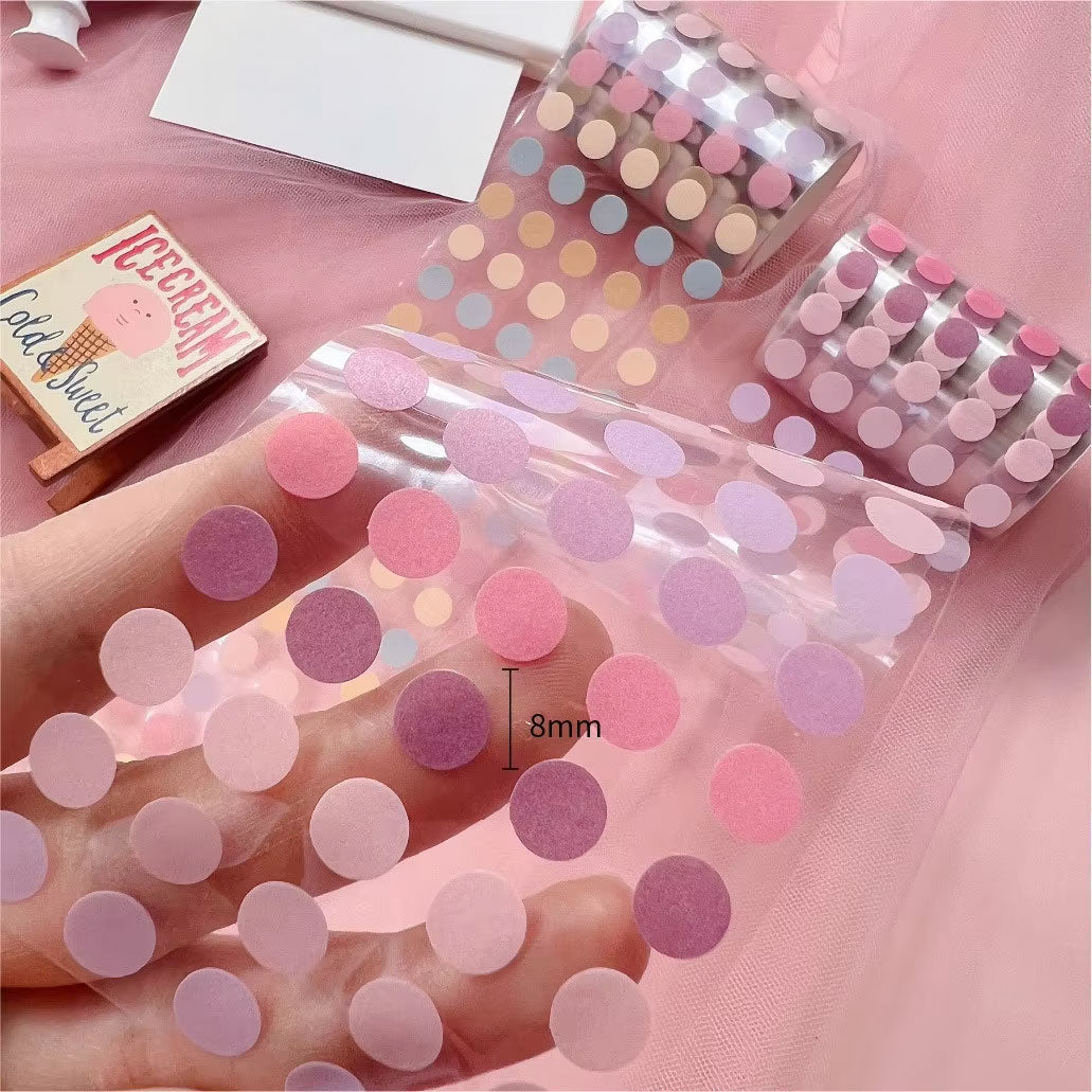 Mini Washi Dot Sticker Rolls – 8mm Translucent Pastel Circle Tape for Bullet Journals, Planners, and Scrapbooking (Pink, Blue, Green)