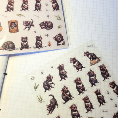 Tasmanian Devil Sticker Sheet (Realistic & Cosy/Cute Styles)