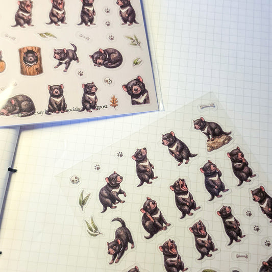 Tasmanian Devil Sticker Sheet (Realistic & Cosy/Cute Styles)