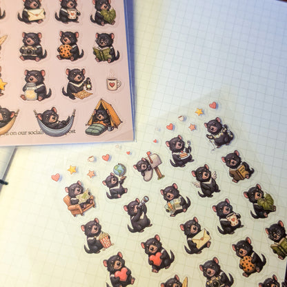 Tasmanian Devil Sticker Sheet (Realistic & Cosy/Cute Styles)