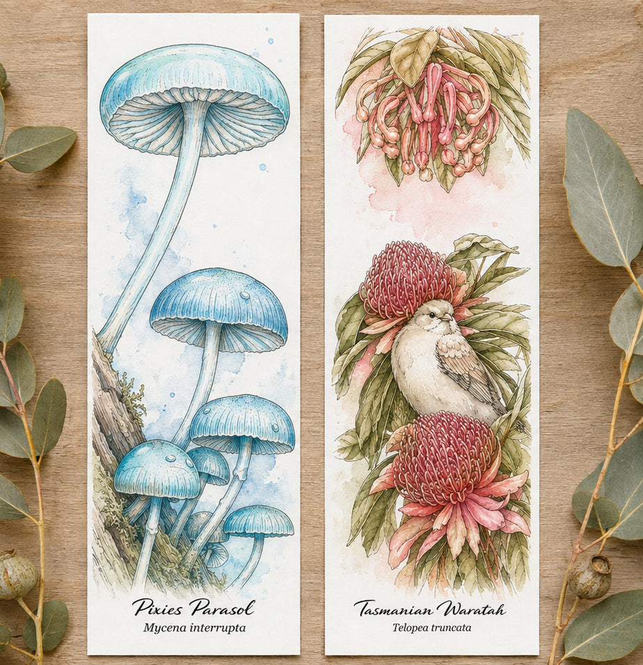 Watercolour Bookmark Kit, Pixies Parasal and Tasmanian Waratah