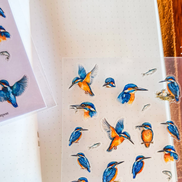 Azure Kingfisher Sticker Sheet (Realistic / Watercolour)