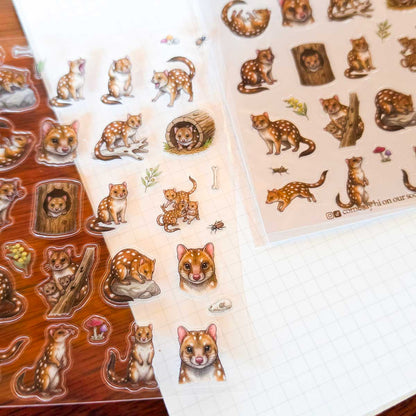 Spotted-tailed Quoll Sticker Sheet (Realistic & Cosy/Cute Styles)