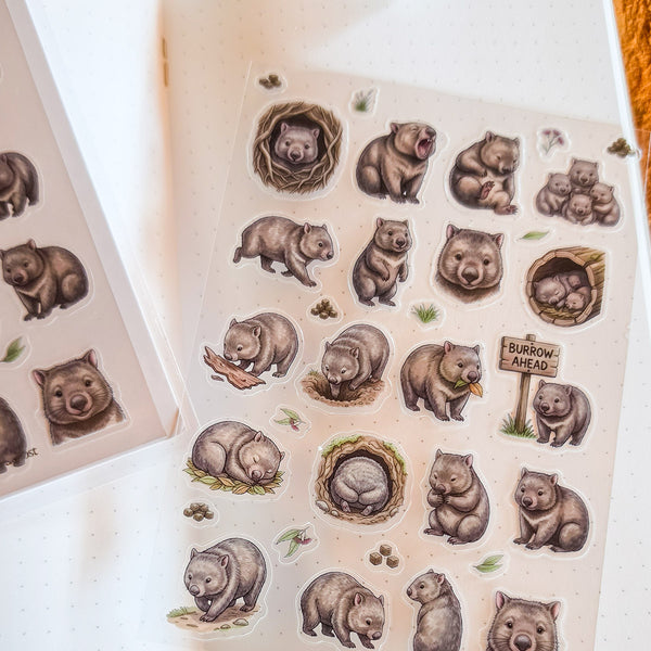 Wombat Sticker Sheet (Realistic & Cosy/Cute Styles)